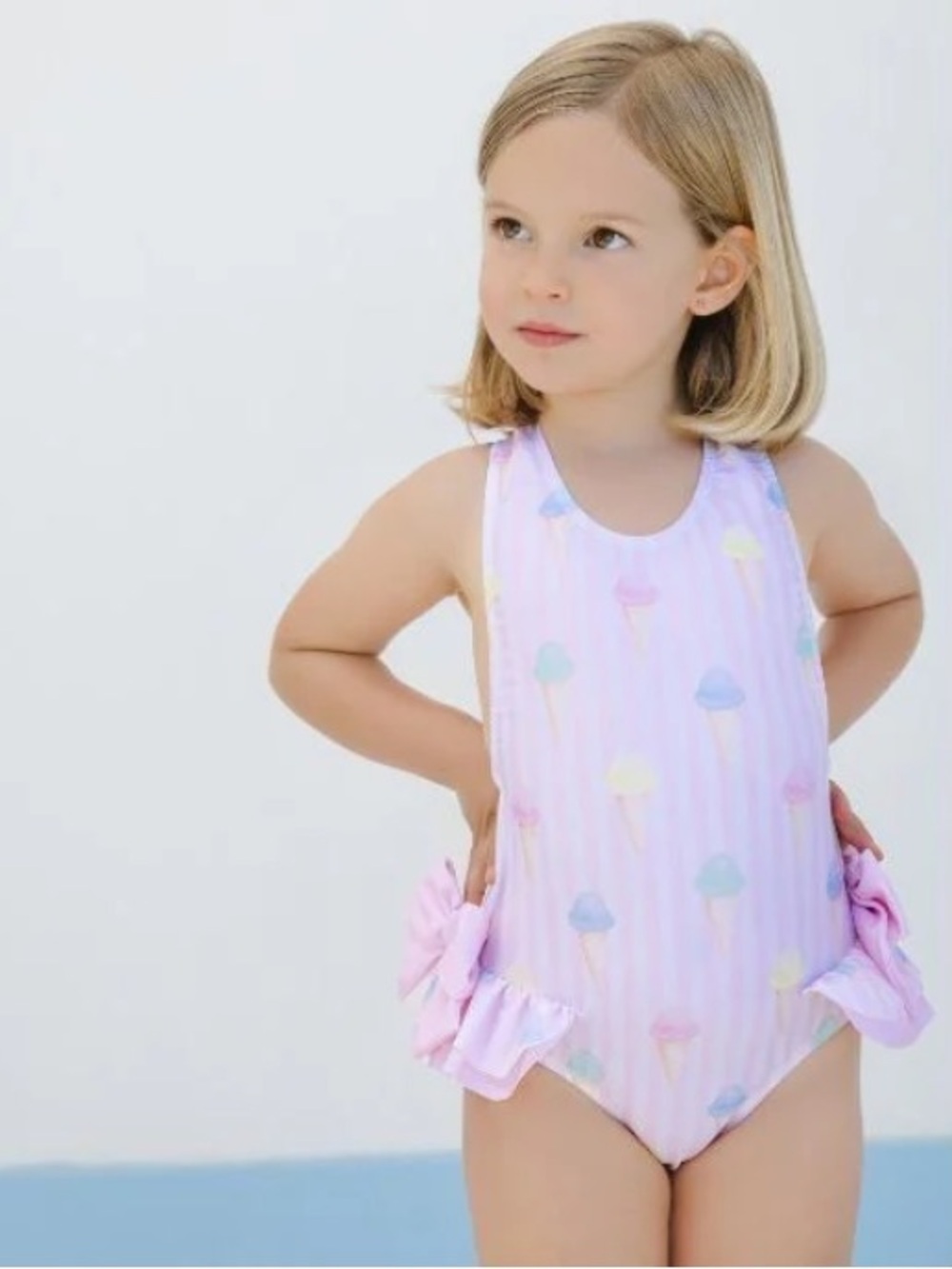 Sal & Pimenta Girls Pink Ice Creams Swimsuit - Pink Bows